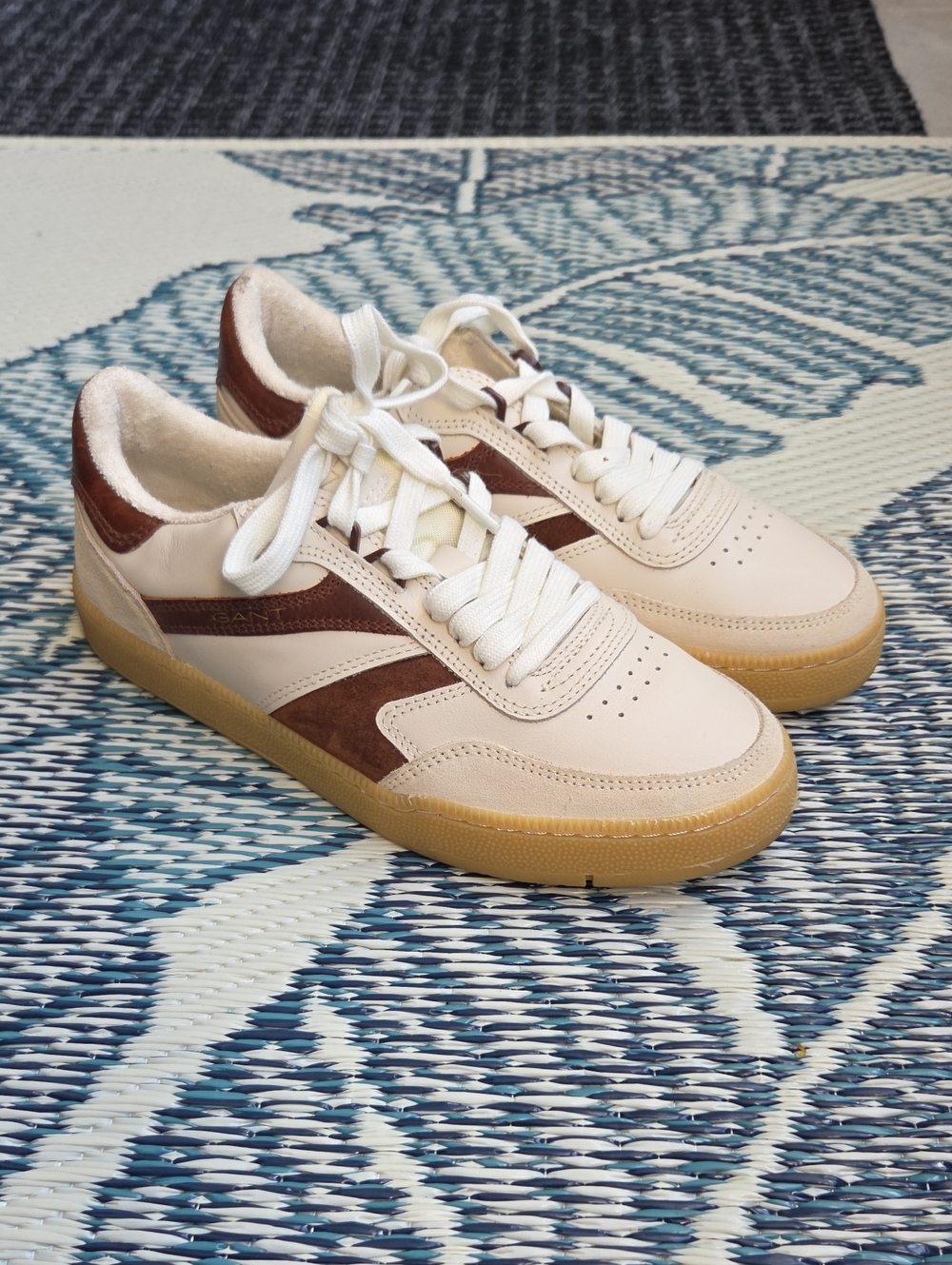 Gant Cream and Brown Leather Retro Sneakers
